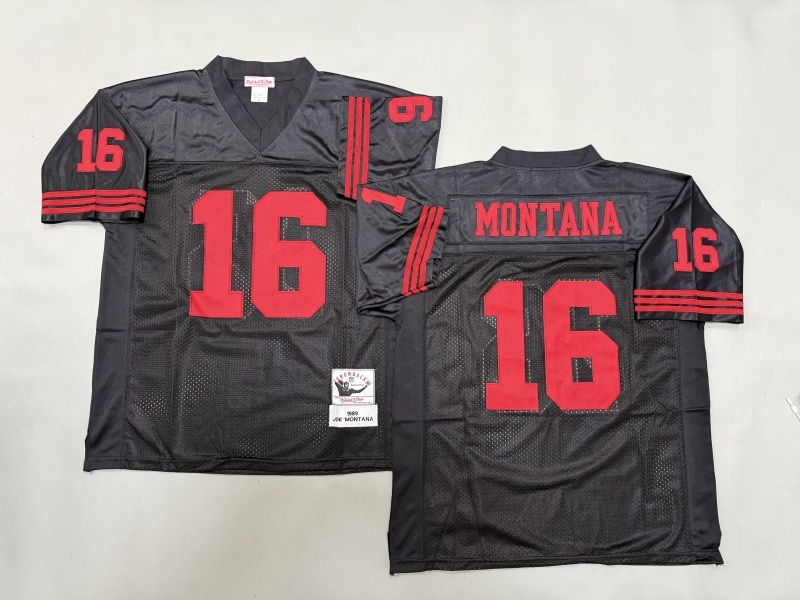 Men 2025 San Francisco 49ers #16 Montana black Throwback Limited NFL Jersey style 001->san francisco 49ers->NFL Jersey